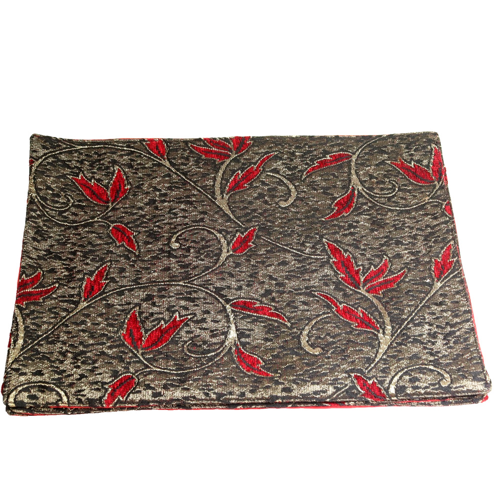 Brocade Formal Placemats Set of 4 Gold Metallic Red Floral Leaf Festive 12"X18"
